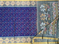 Blue with Grey Pochampally Ikkat Silk Cotton (SICO Pattu)