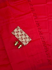 Handwoven Mangalagiri Plain Pattu Saree - Red