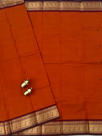 Chettinad Cotton Sarees - Rust Orange with Maroon