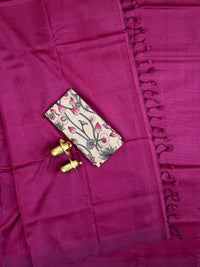 Handwoven Mangalagiri Plain Pattu Saree - Purple
