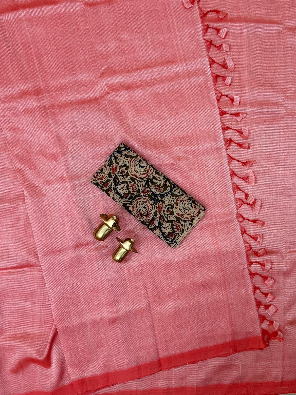 Handwoven Mangalagiri Plain Pattu Saree - Dark Peach