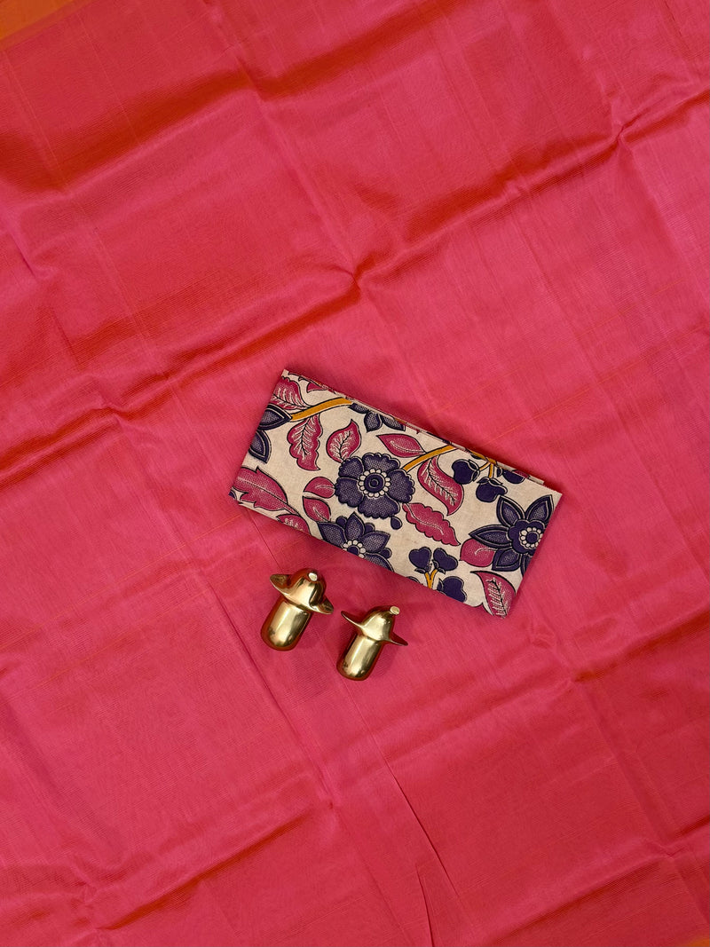 Handwoven Mangalagiri Plain Pattu Saree - Light Pink