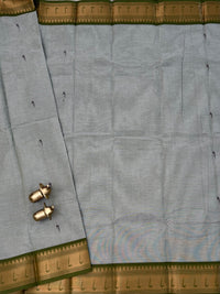 Chettinad Cotton Sarees - Pastel Green with Dark Green