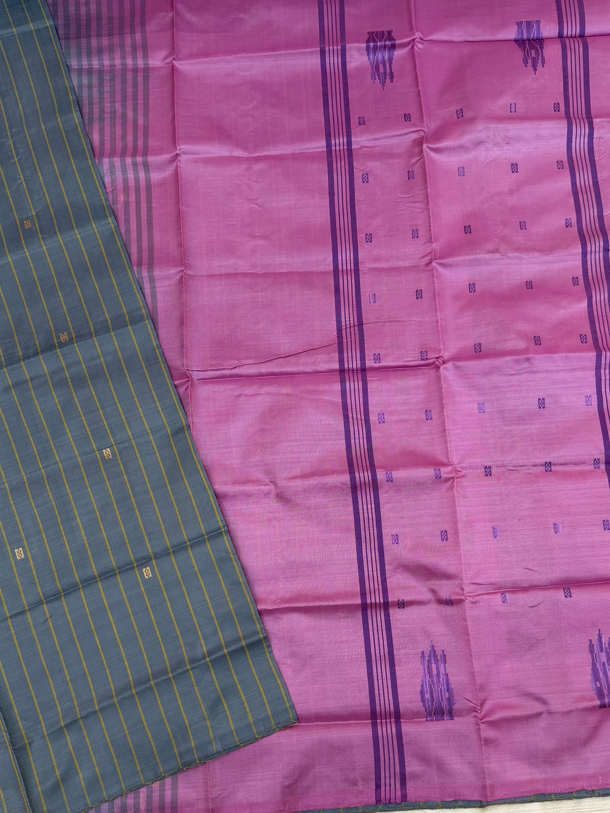 Chinnalampattu Saree - Grey with Pink