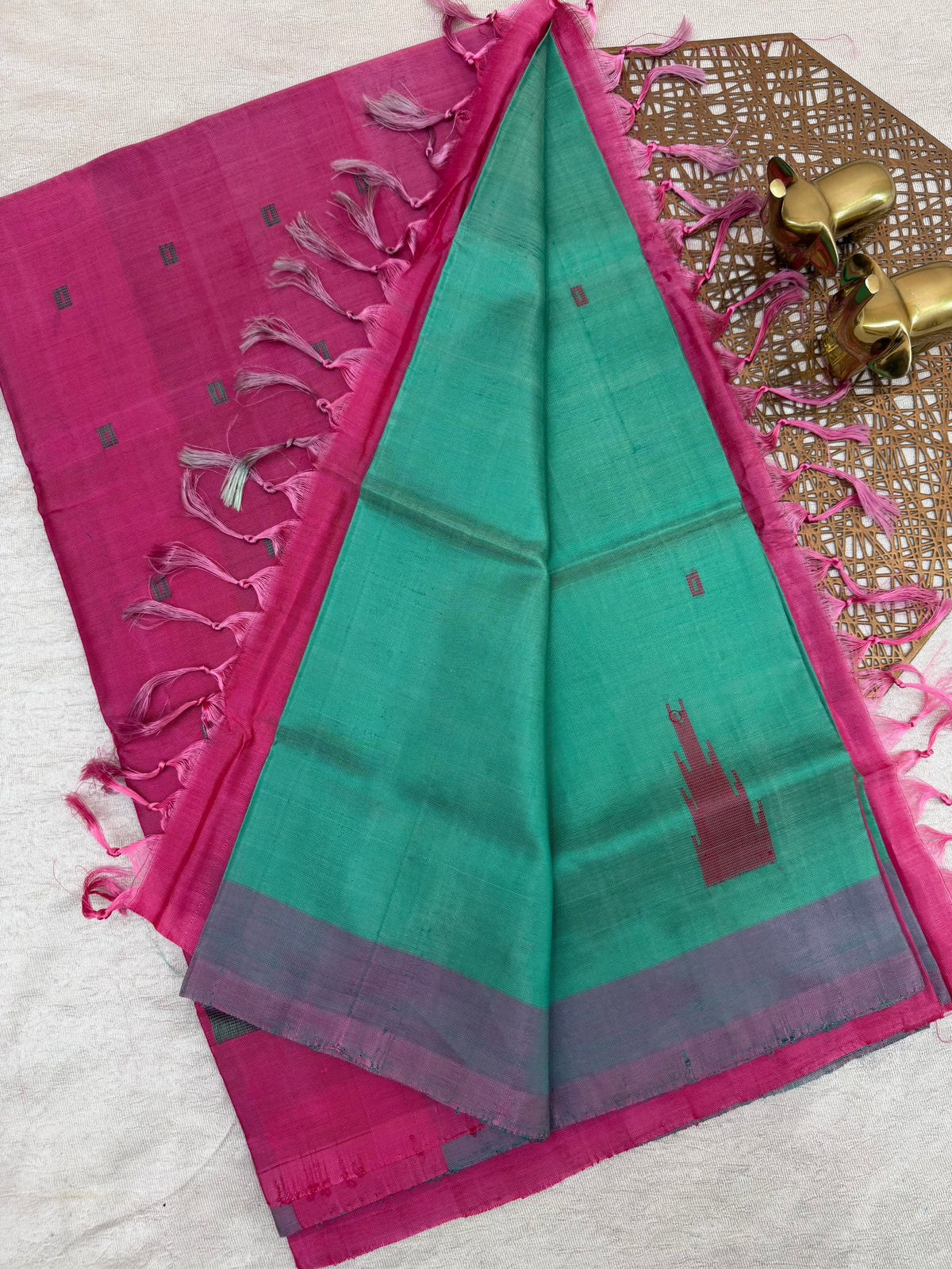 Chinnalampattu Saree - Green with Pink