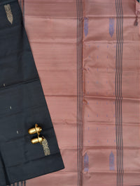 Chinnalampattu Saree - Black with Dark Peach