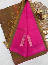 Chinnalampattu Saree - Pink with Brown