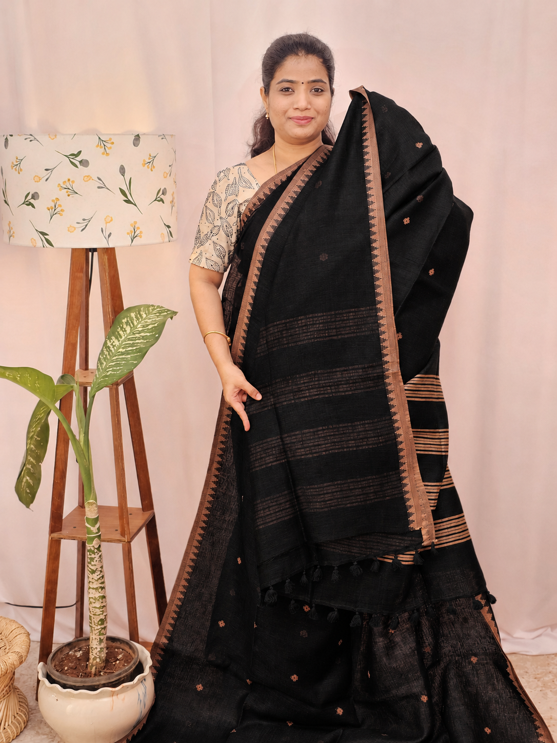 Pure Linen by Linen Sarees - Black