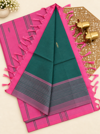 Chinnalampattu Saree - Green with Pink