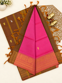 Chinnalampattu Border - Brown with Pink