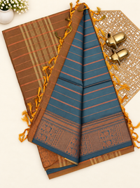 Chinnalampattu Border - Grey with Brown
