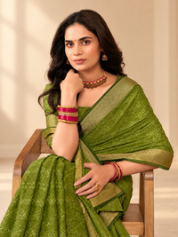 Chiffon with Zari Border Saree - Green