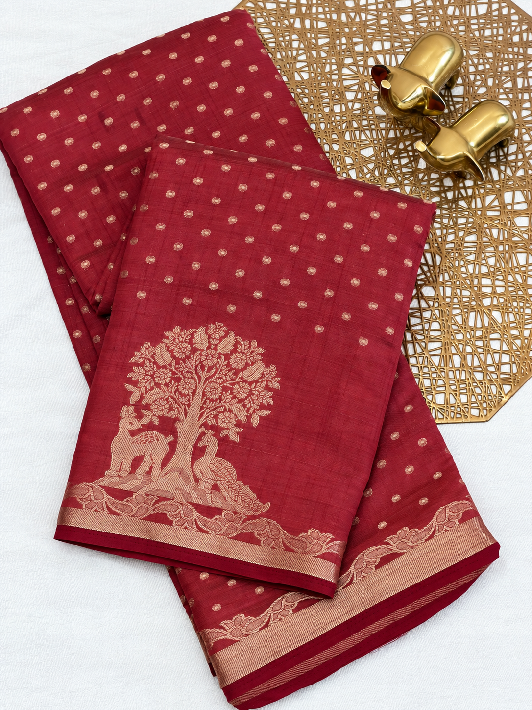 Tussar Silk Cotton Saree - Maroon