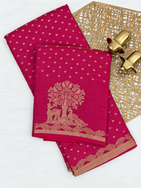 Tussar Silk Cotton Saree - Dark Pink