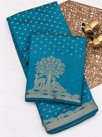 Tussar Silk Cotton Saree - Blue