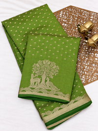 Tussar Silk Cotton Saree - Green