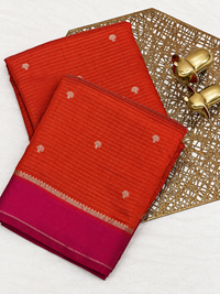 Georgette Silk Saree - Orange with Pink