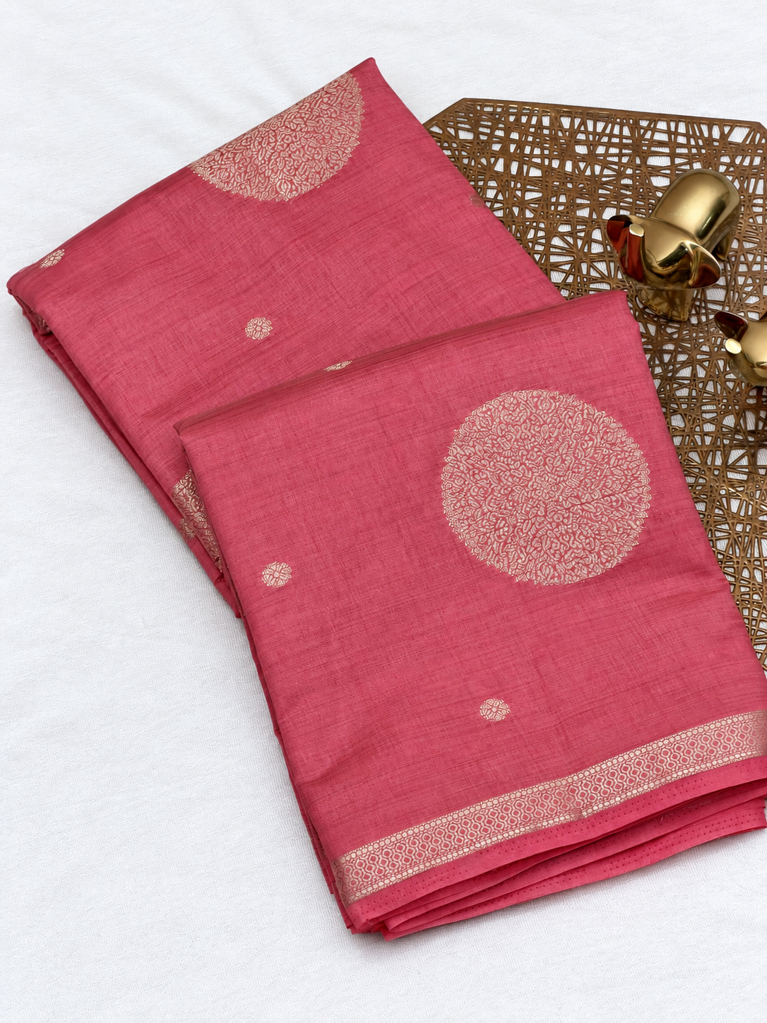 Tussar Silk Cotton Saree - Peach