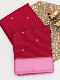 Georgette Silk Saree - Dark Pink with Baby Pink