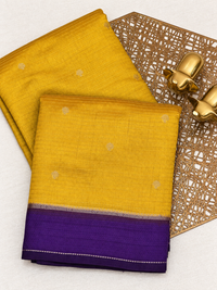 Georgette Silk Saree - Yellow with Purple