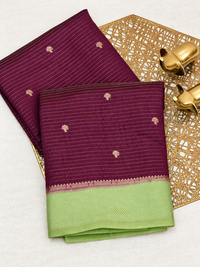 Georgette Silk Saree - Wine with Green