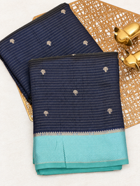 Georgette Silk Saree - Dark Blue with Blue