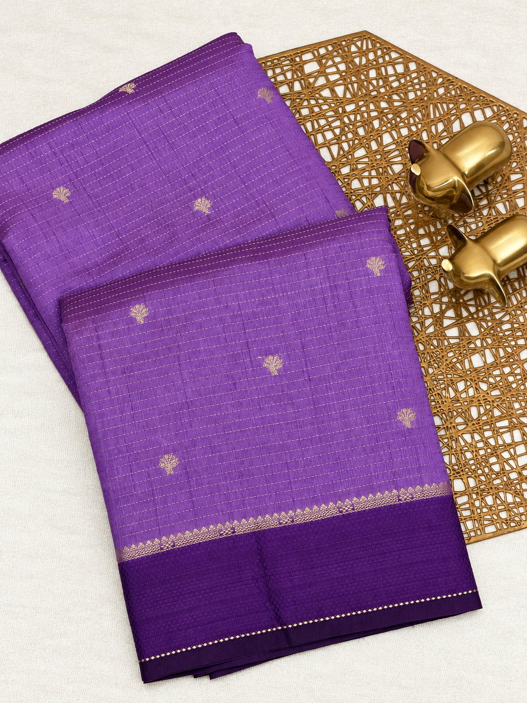Georgette Silk Saree - Lavender with Purple
