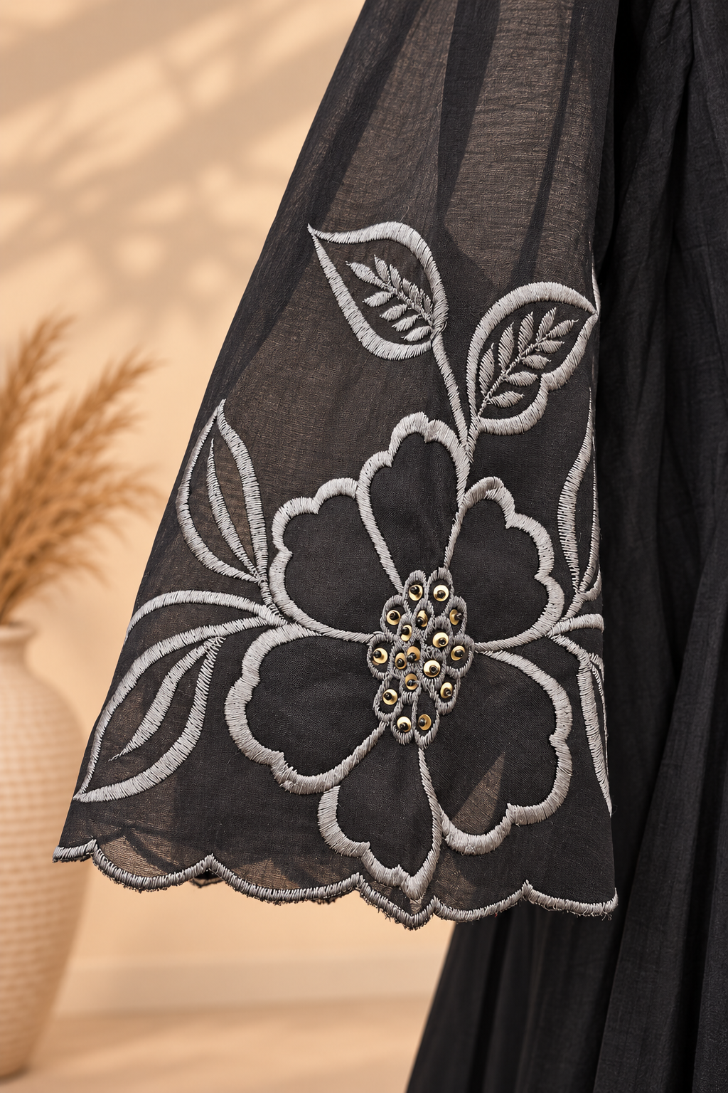 Premium Mul Chanderi 3 pcs Salwar Suit - Black