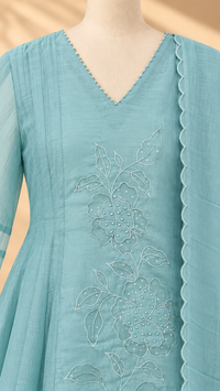 Premium Mul Chanderi 3 pcs Salwar Suit -  Sky Blue