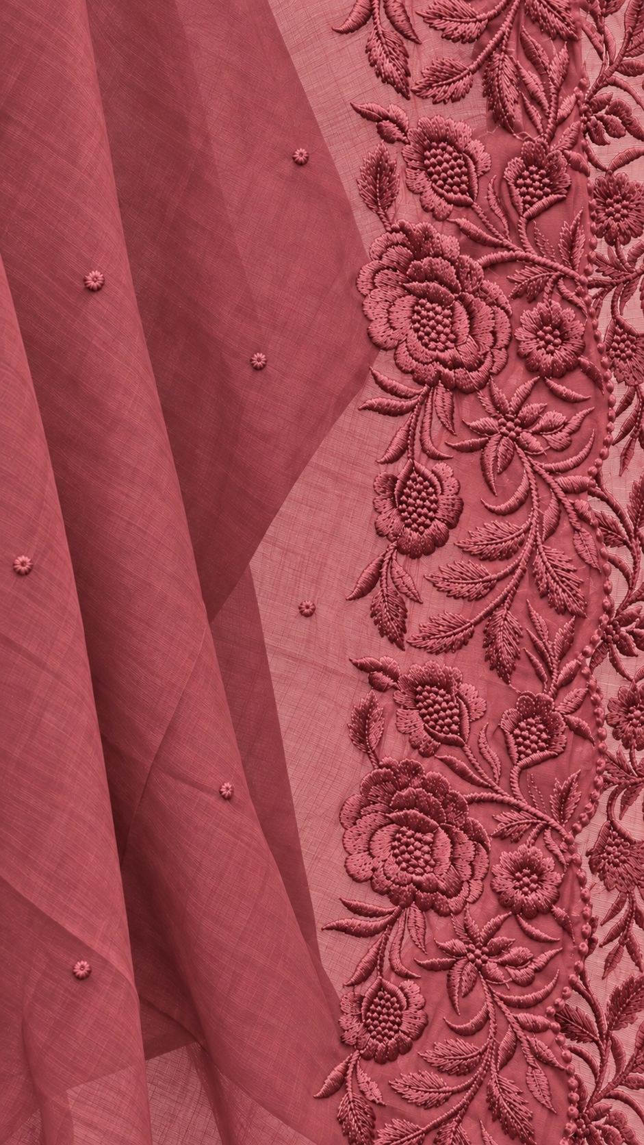 Premium Mul Chanderi 3 pcs Salwar Suit -  Dark Rusty Rose