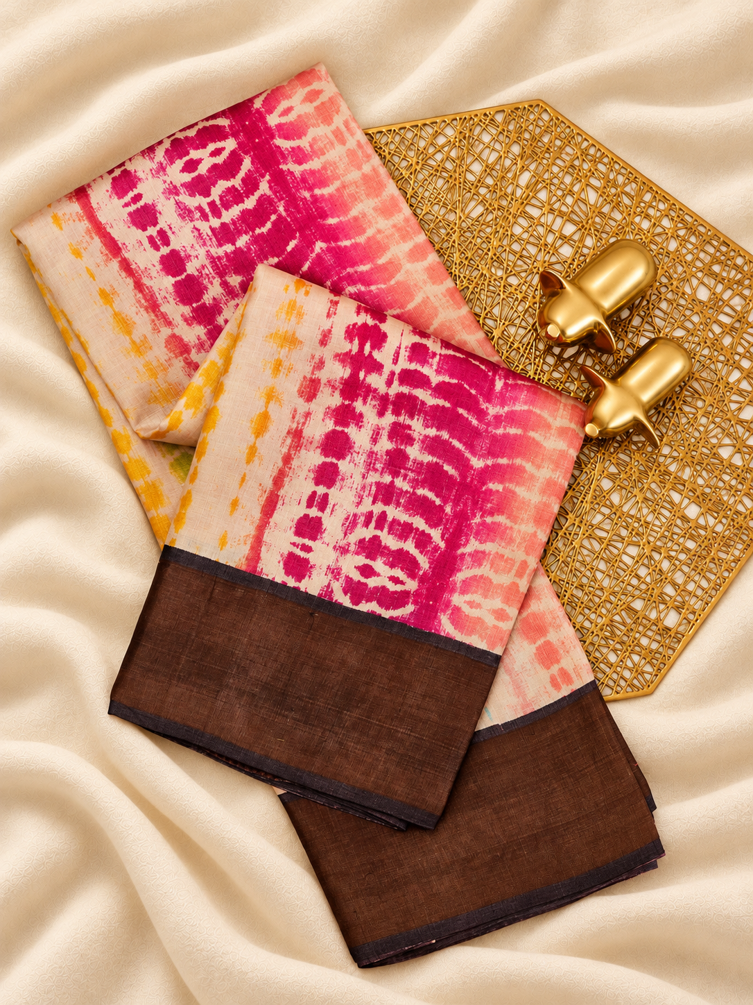Pure Desi Tussar Silk  - Multi Shade Shibori
