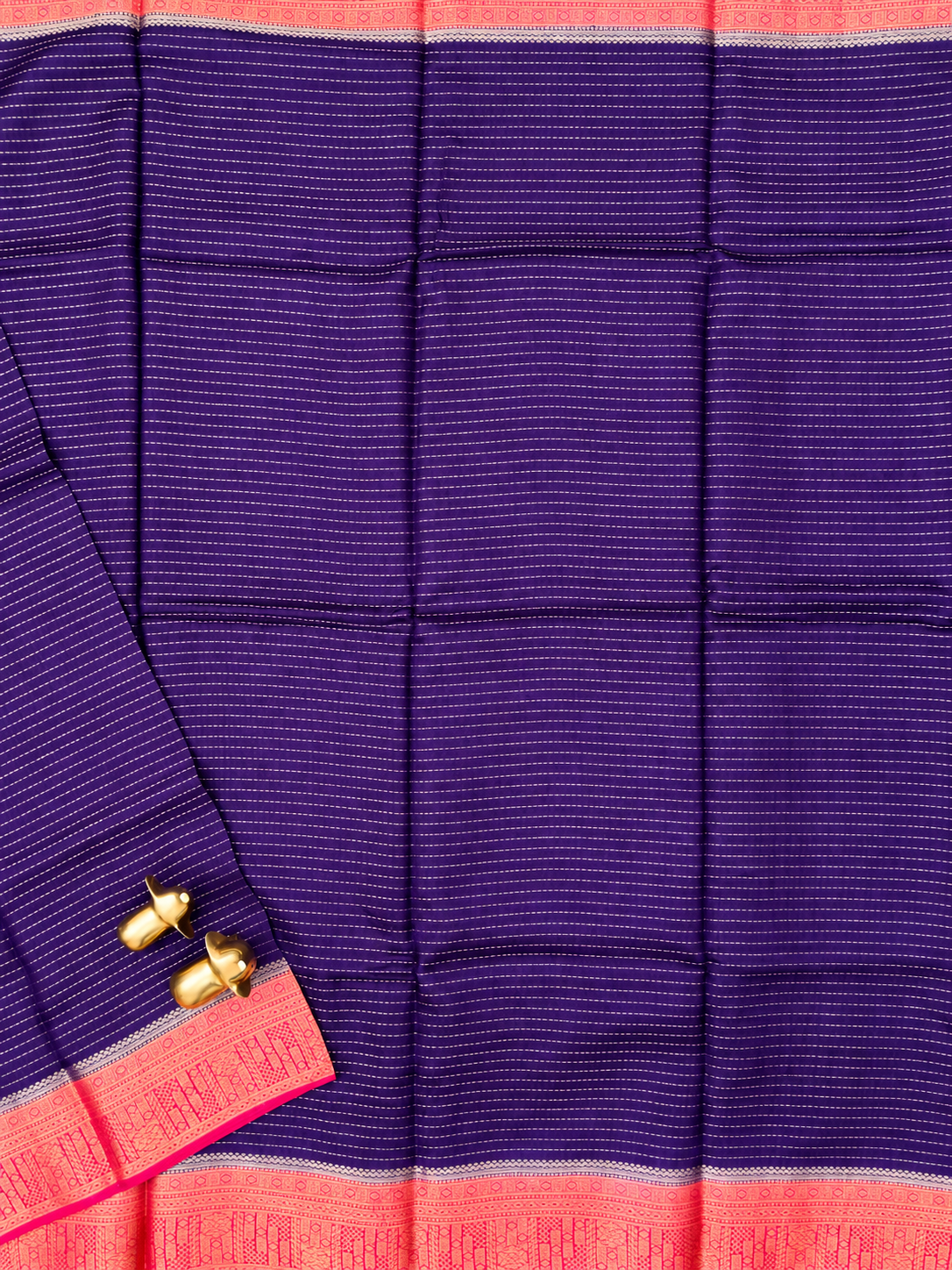 Semi Kathan Silk Saree - Purple with Pink