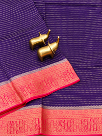 Semi Kathan Silk Saree - Purple with Pink