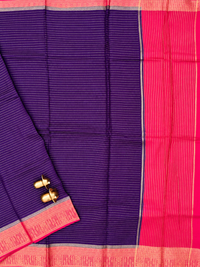 Semi Kathan Silk Saree - Purple with Pink