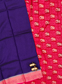 Semi Kathan Silk Saree - Purple with Pink