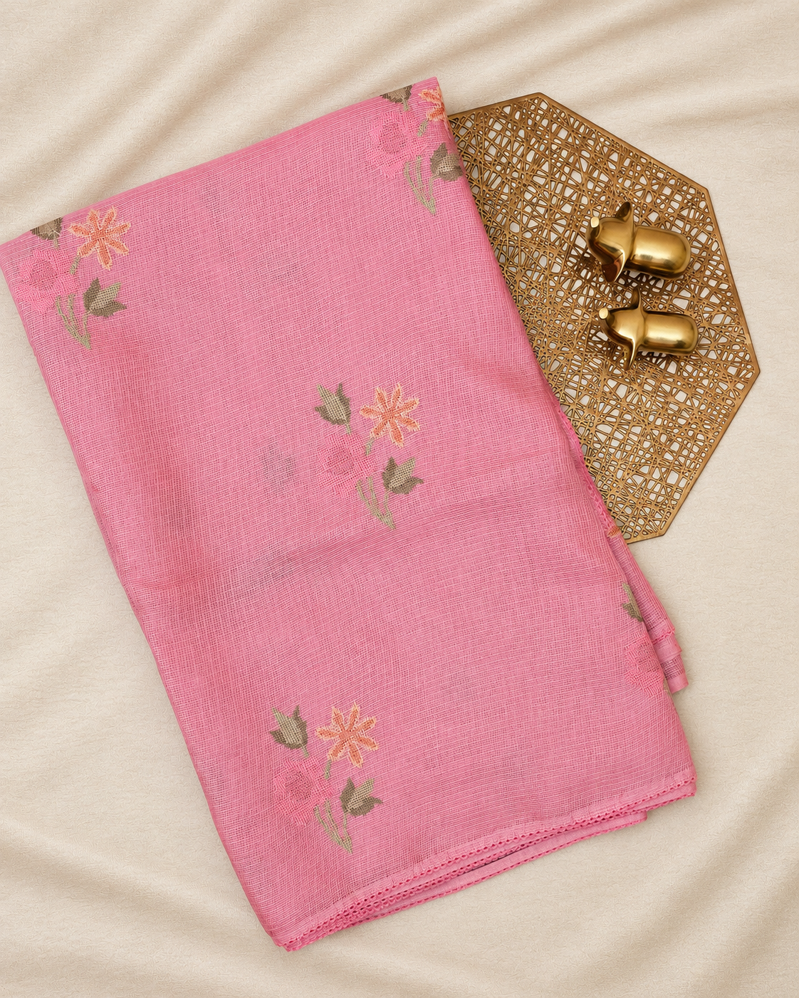 Premium Super Net Kota Saree - Pastel Pink