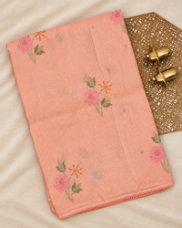 Premium Super Net Kota Saree - Pastel Peach