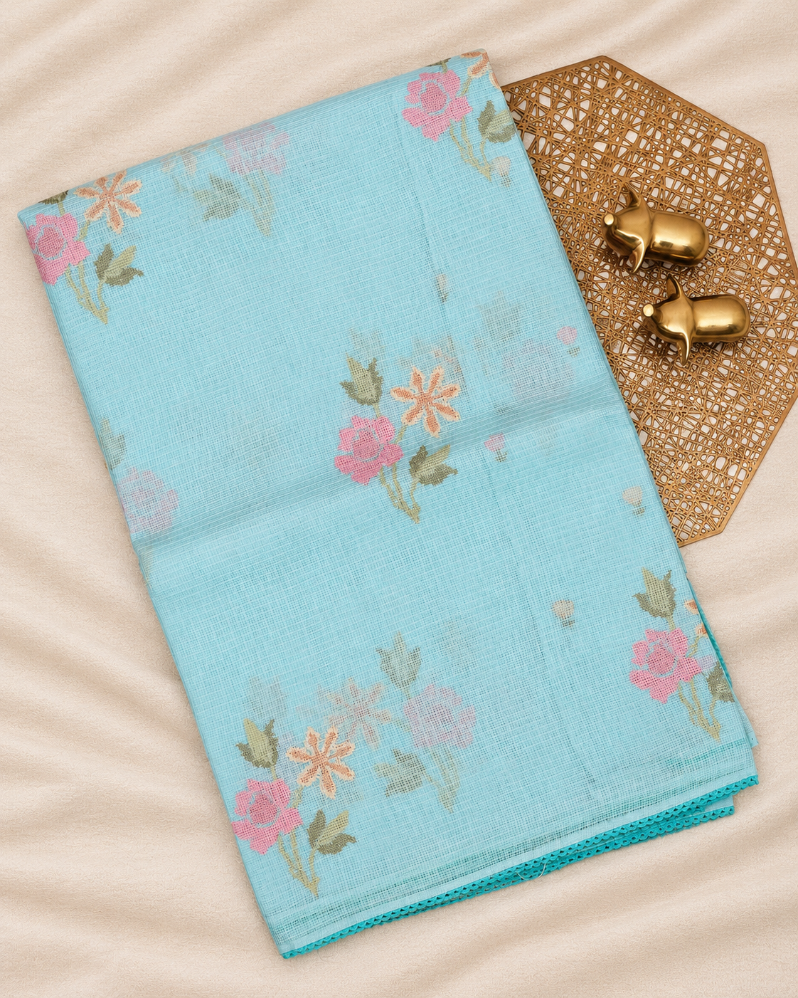 Premium Kota Weaving Saree - Pastel Blue