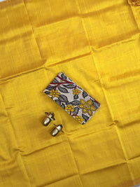 Handwoven Mangalagiri Plain Pattu Saree - Mango Yellow