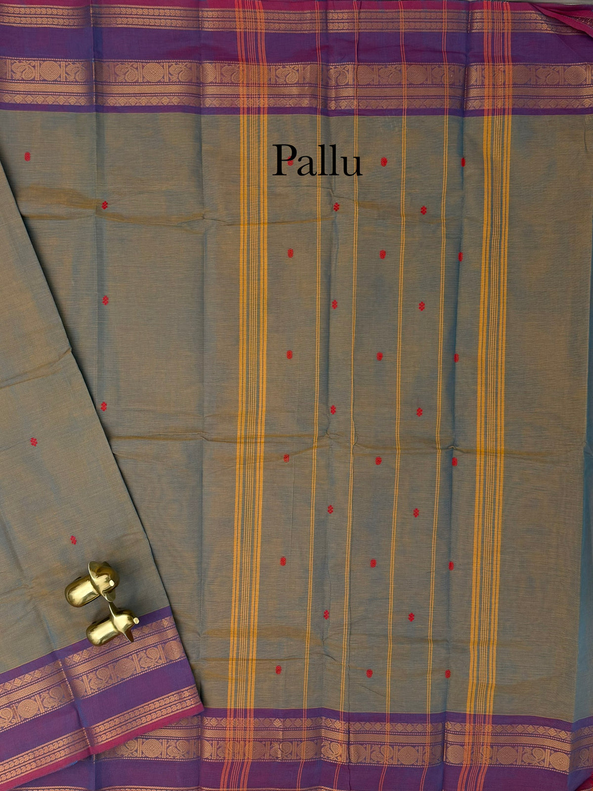 Chettinad Cotton Sarees - Dual Shade of Purple with Yellow