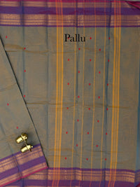 Chettinad Cotton Sarees - Dual Shade of Purple with Yellow