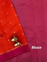 Georgette Silk Saree - Orange with Pink