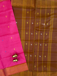 Chinnalampattu Border - Brown with Pink