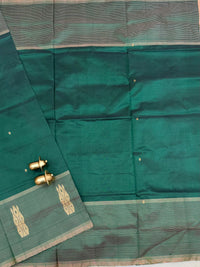 Chinnalampattu Saree - Dark Green with Peach