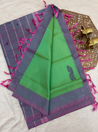 Chinnalampattu Saree - Green with Dual Shade Pink