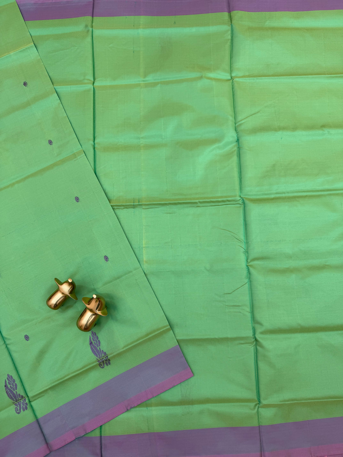 Chinnalampattu Saree - Green with Dual Shade Pink