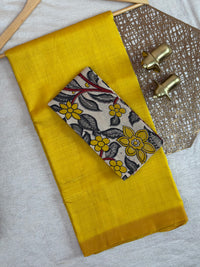 Handwoven Mangalagiri Plain Pattu Saree - Mango Yellow