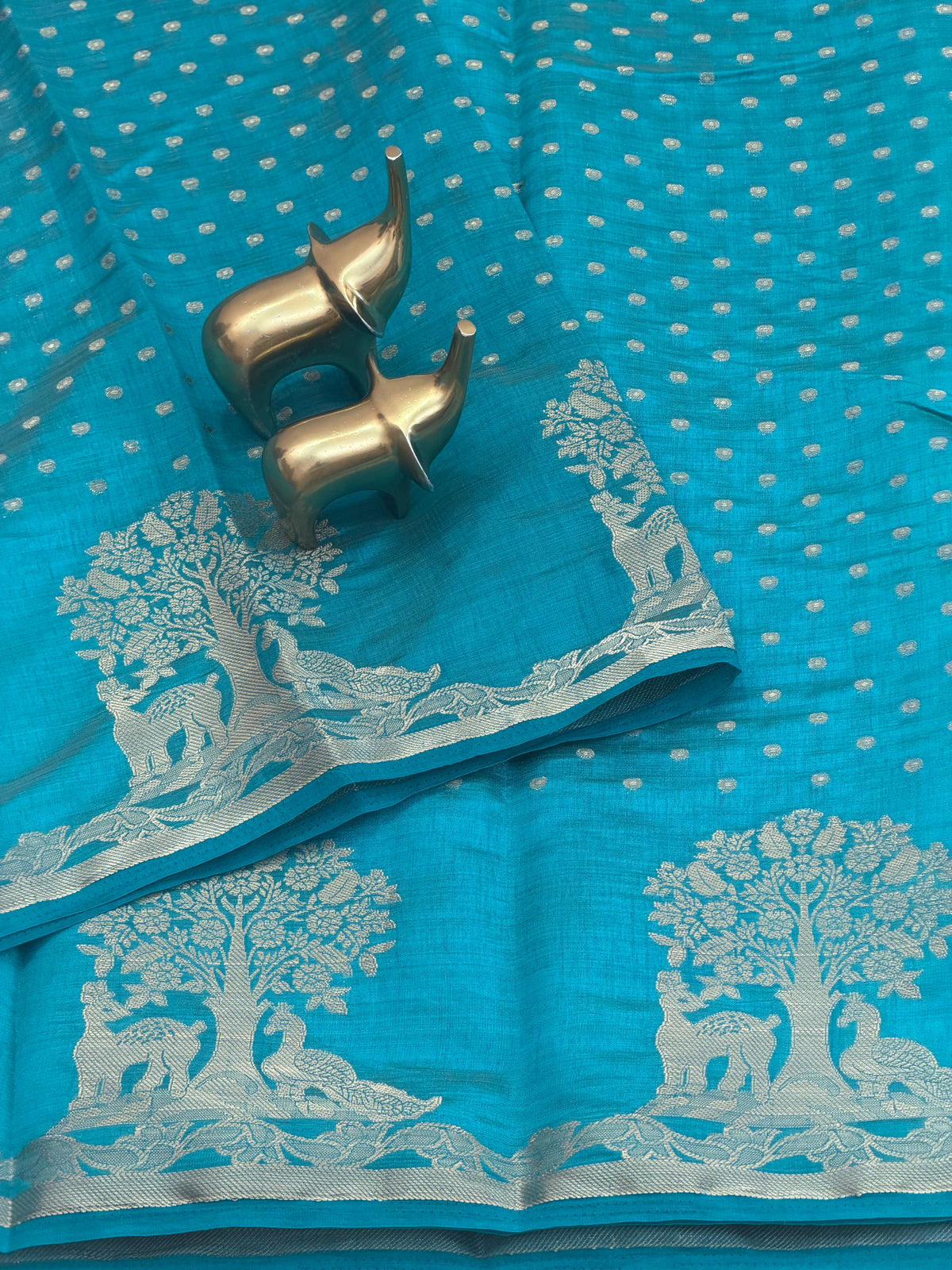 Tussar Silk Cotton Saree - Blue