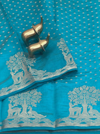 Tussar Silk Cotton Saree - Blue