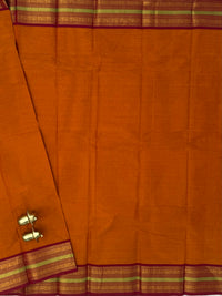 Chettinad Cotton Sarees - Deeper Rust Orange with Maroon